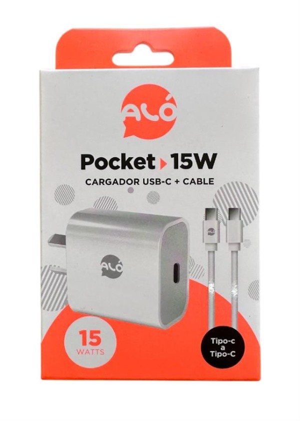 Producto - Cargador alo pocket 15w con cable tipo c a tipo c
