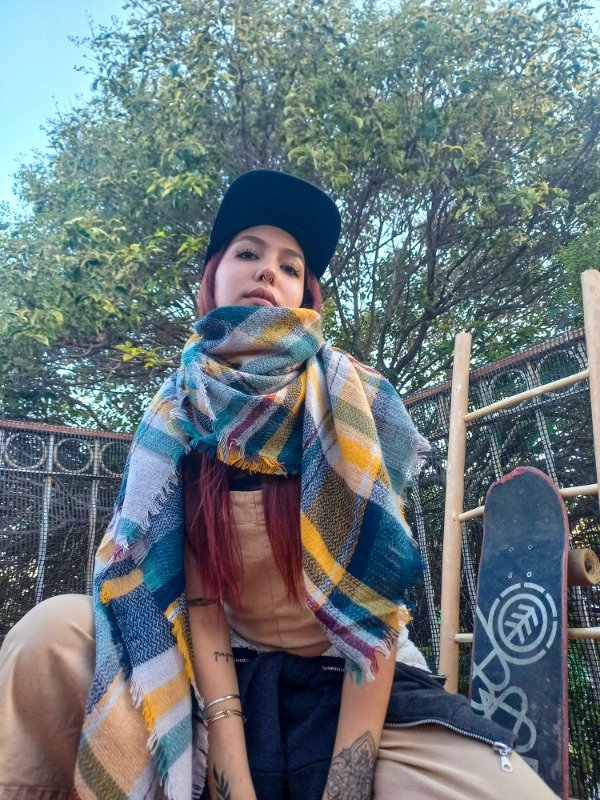 Producto - Pashmina verde y mostaza