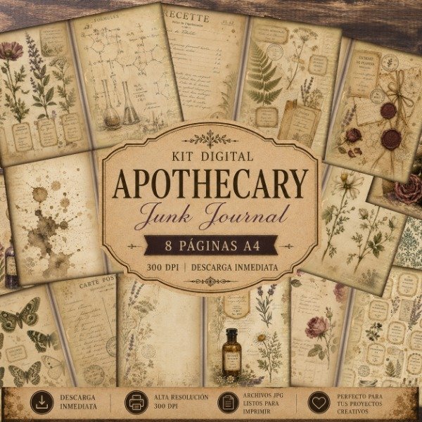 Producto - Kit Imprimible: Paginas Junk Journal Apothecary