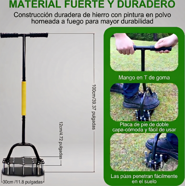 Producto - Aireador De Suelo Cesped y Jardin Con Retroceso Automatico De 19 Puas - 6