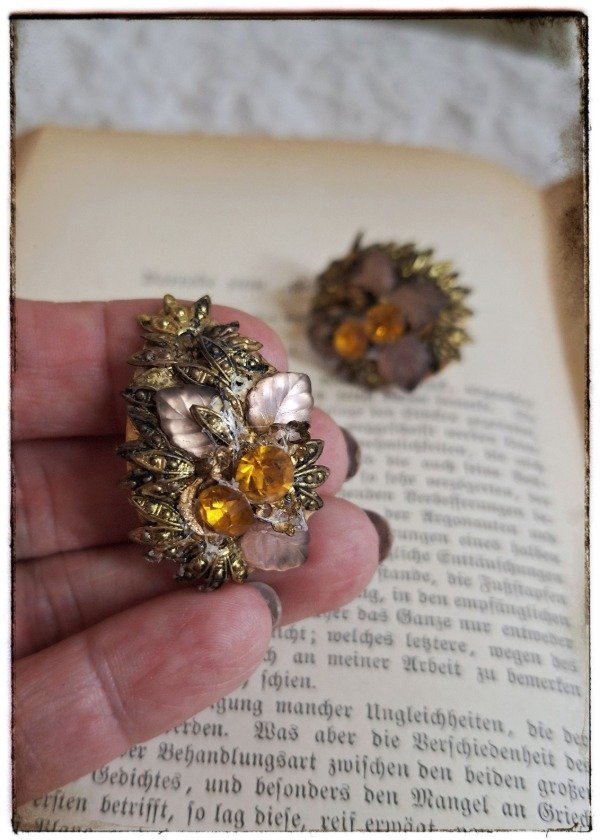 Producto - Antiguo Aros clip dorado y rosa