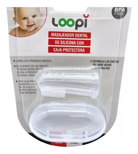 Producto - Masajeador dental de silicona con caja protectora Loopi
