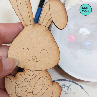 Producto - Conejito de Pascuas con huevo para pintar MDF 8 y 10 cm
