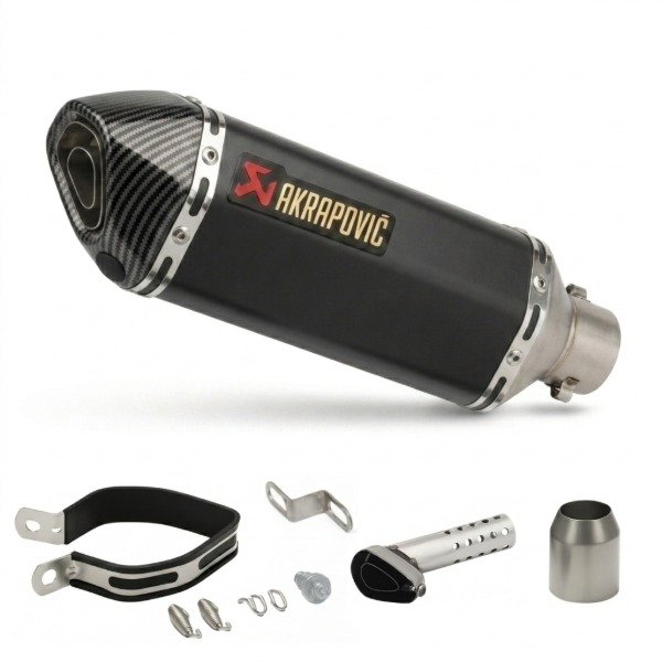 Producto - Escape Silenciador Tipo Akrapovic Mediano Universal Negro + DB Killer - 0
