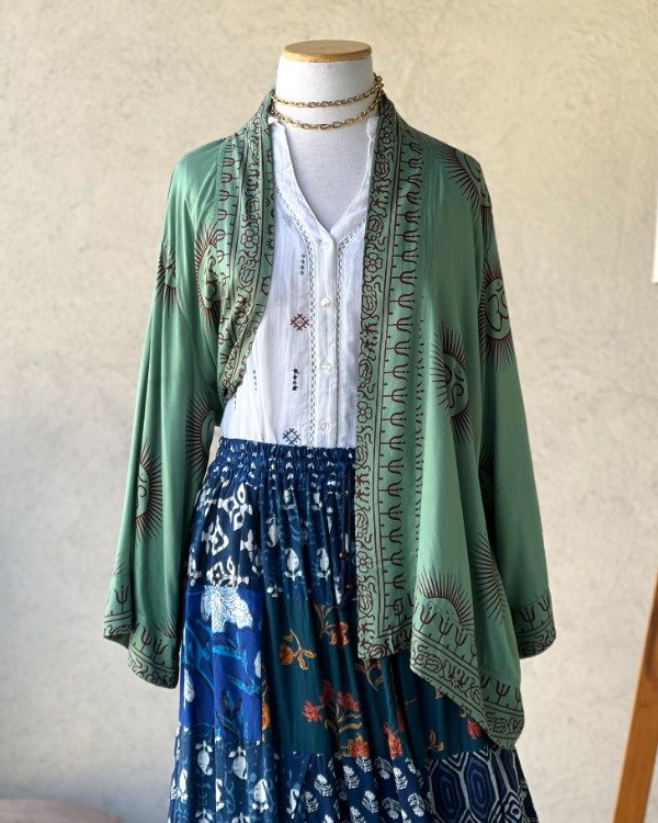 Producto - Kimono Hindi Verde Petróleo M a XL
