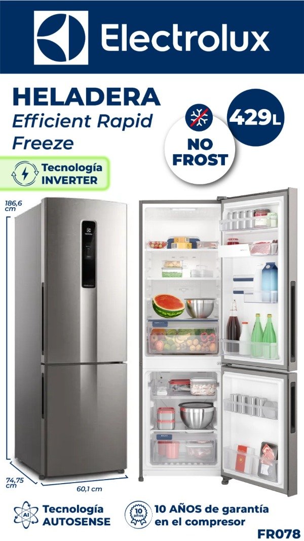 Producto - HELADERA ELECTROLUX BOTTOM FREEZER ABAJO 429LTS SILVER NO FROST
