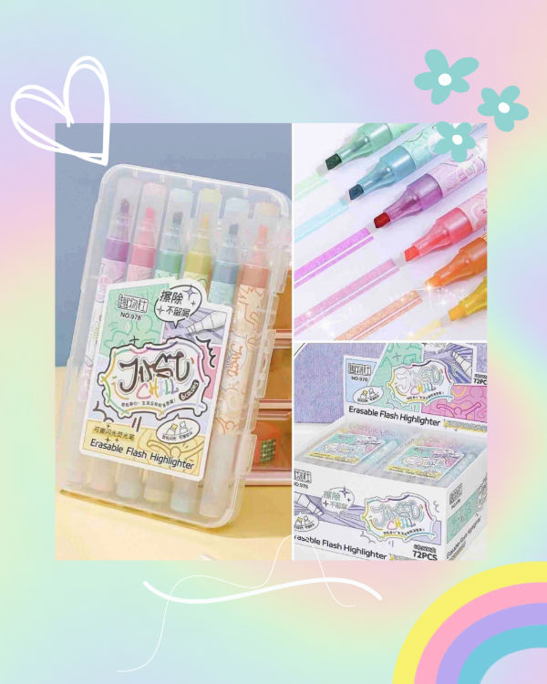 Producto - Set x6 Marcadores con Glitter y Borrador en Estuche