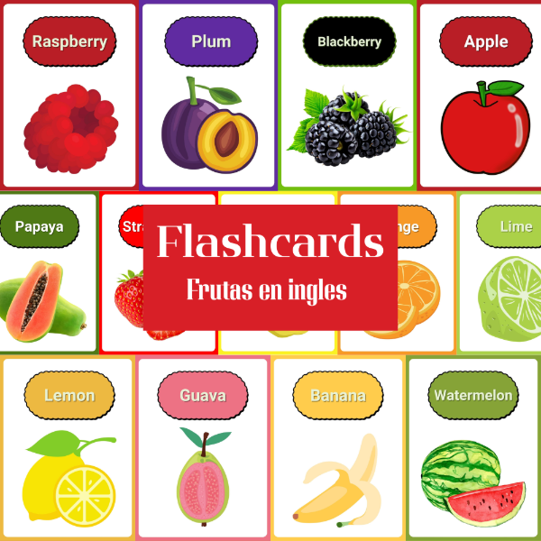 Producto - Frutas en Ingles - Flashcards educativas - FLA04