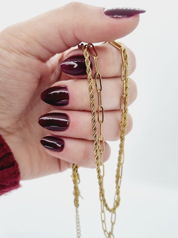 Producto - Cadena acero dorado doble forcet + torsada