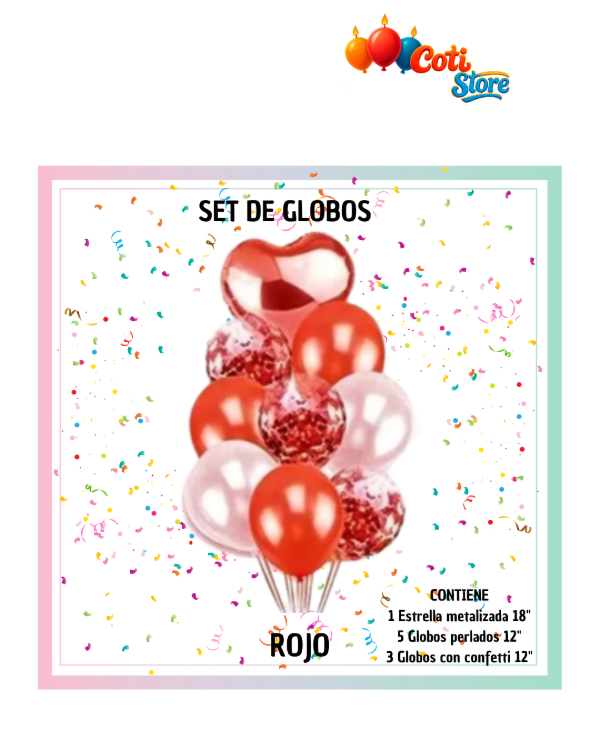 Producto - Set de Globos Corazón Rojo