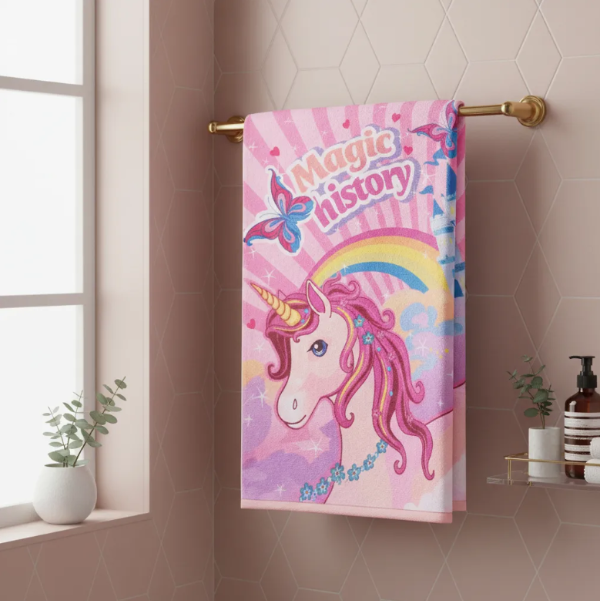 Producto - Toallón Playero Infantil Disney de Algodón "Unicornios"