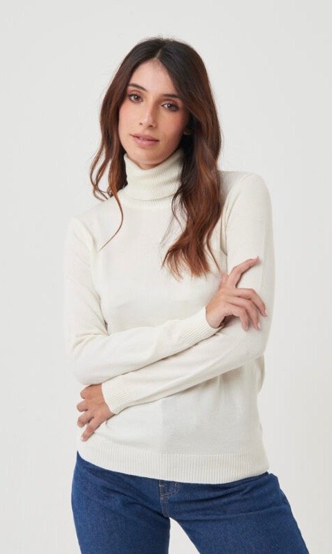 Producto - Polera Blanca Sweater Tejida 100 Algodón Firenze