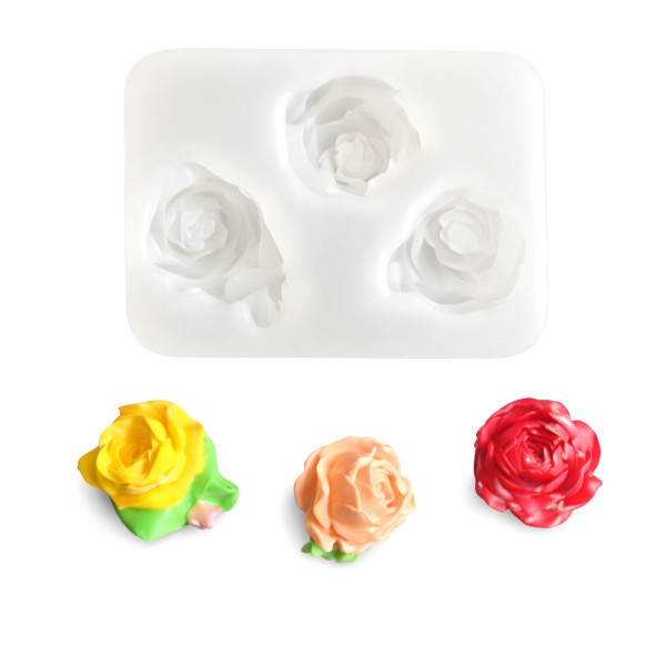 Producto - MOLDE SILICONA 3 ROSAS CON HOJAS