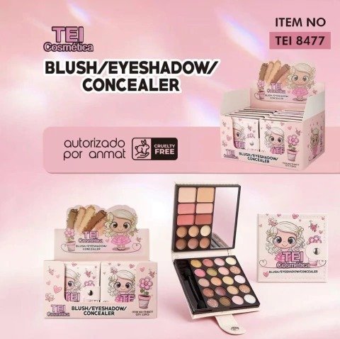 Producto - PALETA DE SOMBRA LABIAL Y RUBOR CON ESPEJO TEI