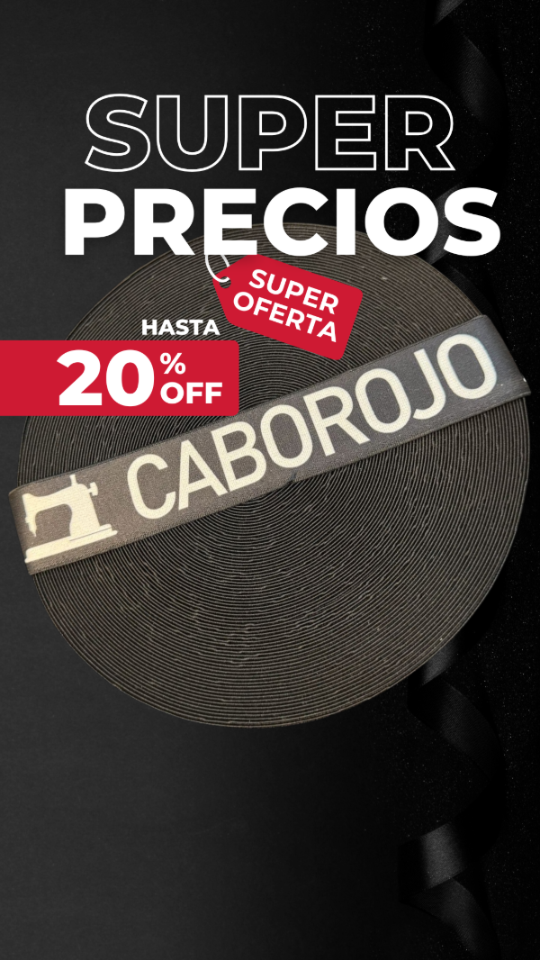 Producto - Elástico 40mm Caborojo Fondo Negro Letras Blancas