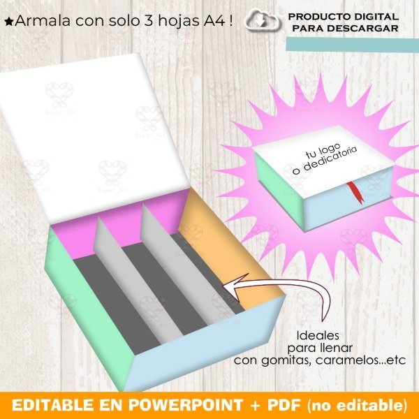 Producto - Plantilla Candy Box con Divisiones Editable