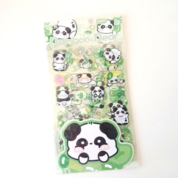 Producto - Set de 4 planchas de stickers PET - Bamboo Bear