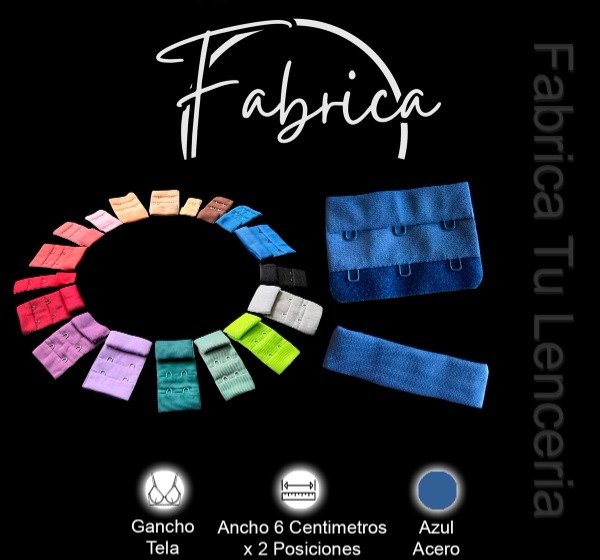 Producto - Gancho de tela Azul Acero 6cm x 2 posiciones (por unidad)