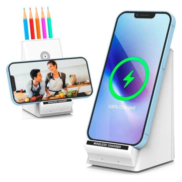 Producto - BASE DE CARGA CARGADOR INALÁMBRICO 15W CON PORTALAPICES (mx)