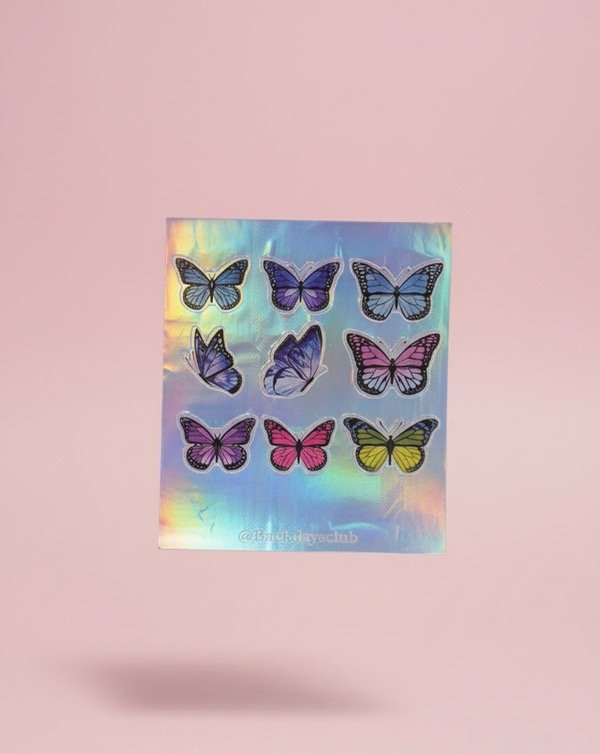 Producto - Plancha de stickers holográfica mariposas