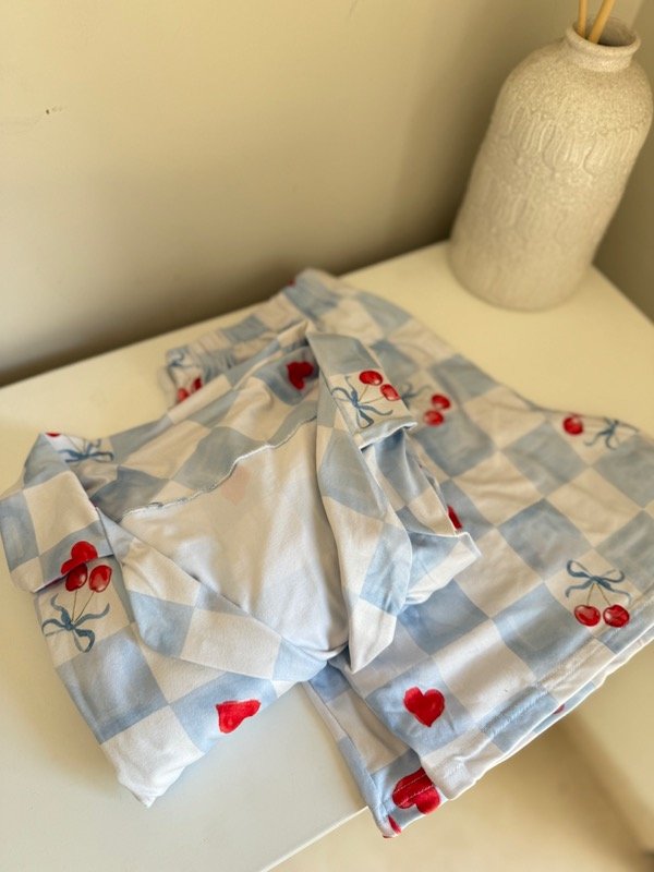 Producto - Pijama corto camisero modal cute Celeste - 0
