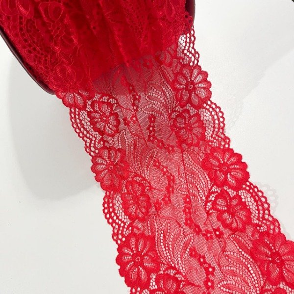 Producto - Puntilla Elastizada Roja Ancha -18cm