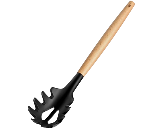 Producto - UTENSILLO CUCHARA PASTAS SILICONA MGO MADERA