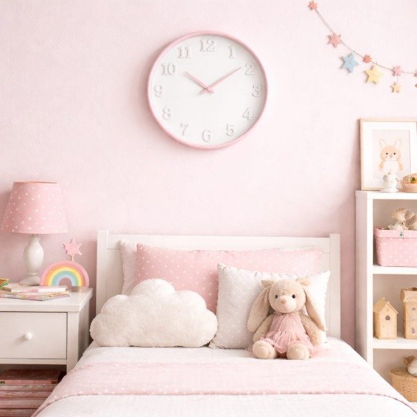 Producto - Reloj Redondo Pared Rosa Fondo Blanco 30cm