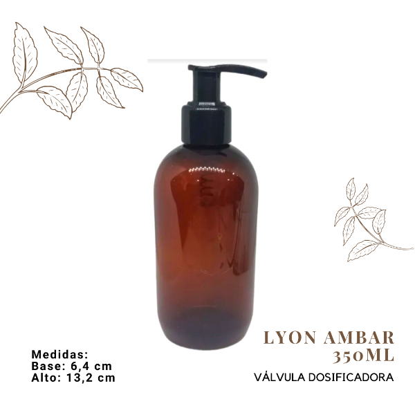 Producto - Lyon Ámbar 350 ml con Válvula Dosificadora Cremera x 50 u