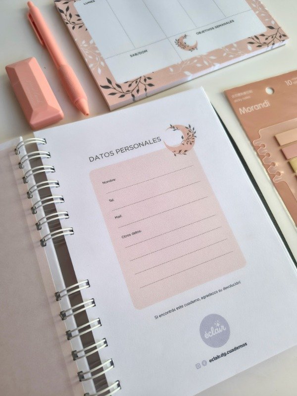 Producto - Combo cuaderno + organizador semanal + accesorios - Luna - 1