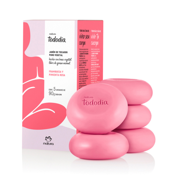 Producto - Jabones Tododia Frambuesa y Pimienta Rosa 5 x 90g