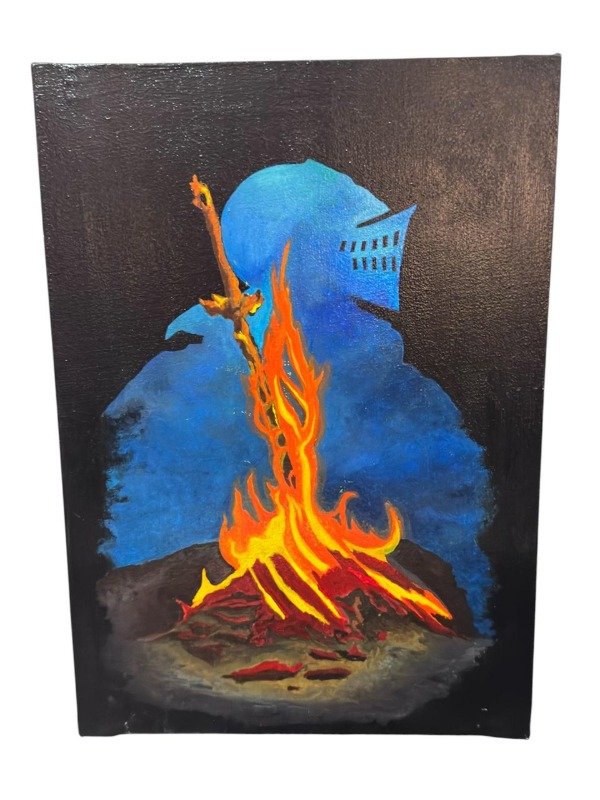 Producto - Cuadro pintado a mano Dark Souls Fogata - 0