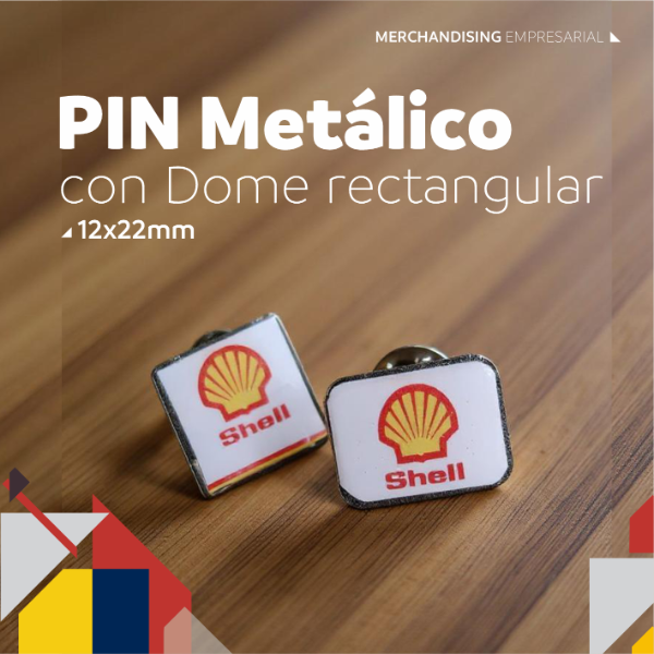 Producto - Pin Metalico con Dome rectangular 12x22 mm