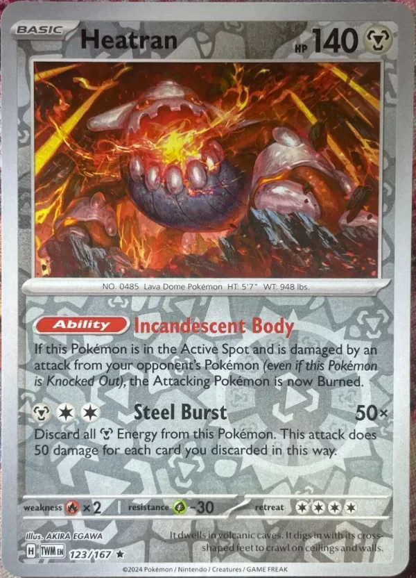Producto - Heatran Reverse Holo Rare - 123/167 - Twilight Masquerade Pokemon 2024