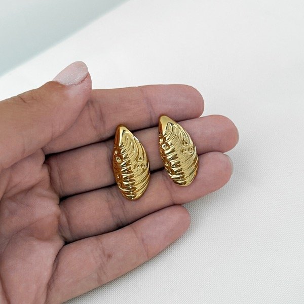 Producto - Aros Ostra (acero dorado)