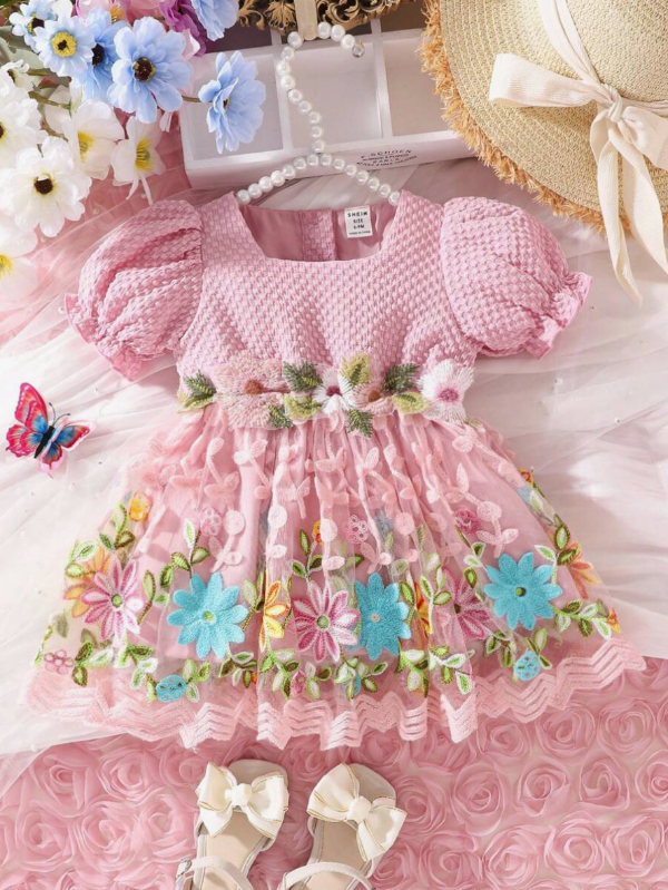 Producto - Vestido de fiesta para Niñas Tul Bordado Flores
