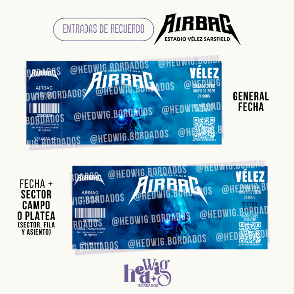 Producto - Entradas de recuerdo 14x6 - AIRBAG Velez 2026
