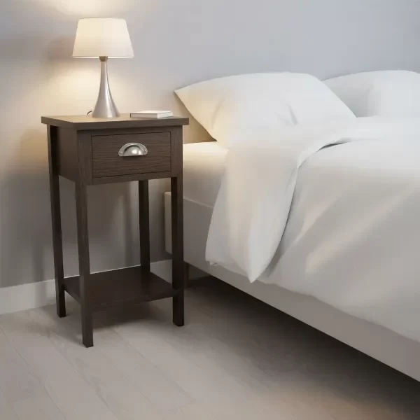 Producto - Mesa De Luz Nórdica Chico Melamina 30x28x60 color Roble Negro