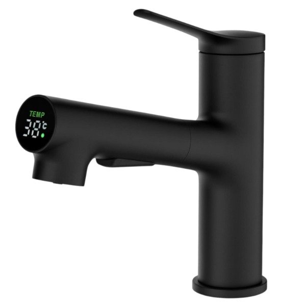 Producto - Grifo Sensor de temperatura Monocomando Canilla extensible Negro 0