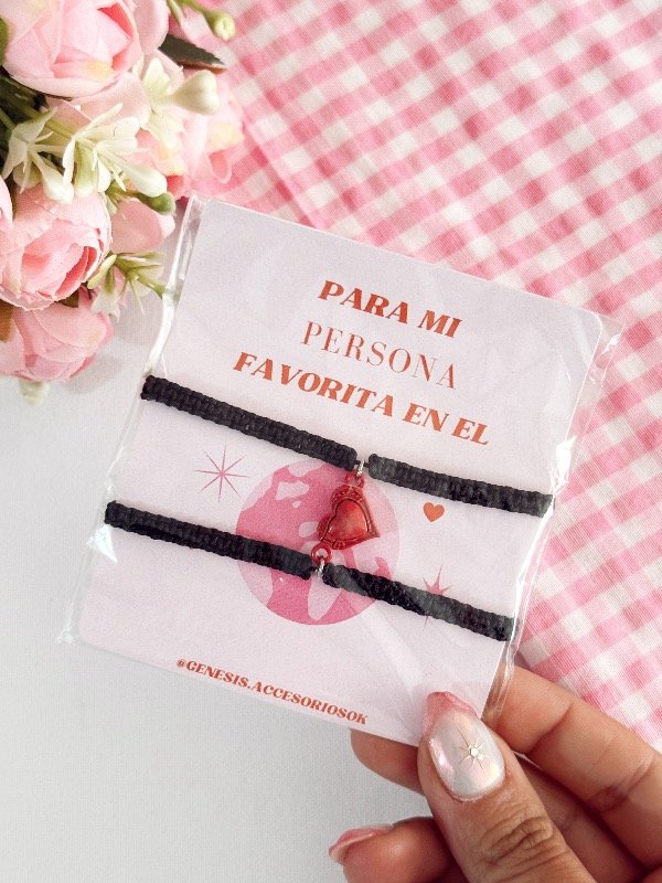 Producto - Pulseras Imán Corazón Tejidas Negro