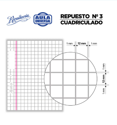Producto - Repuestos de hojas para carpetas N 3 CUADRICULADAS - 2