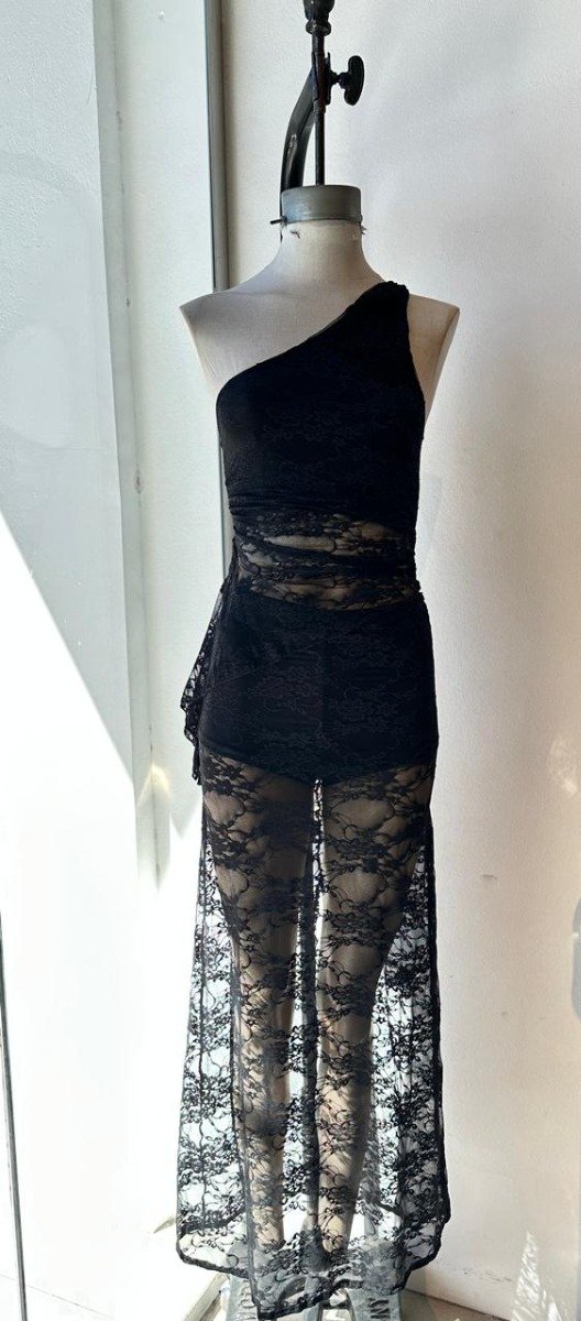 Producto - POLLERA  SHORT LARGO ENCAJE - 1