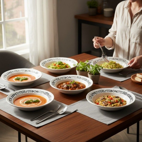Producto - SET DE 4 PLATOS PLAYOS Y 4 PLATOS HONDOS BON APPETIT DE CERAMICA EN CAJA