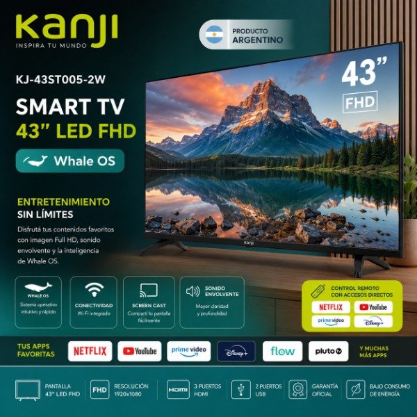 Producto - SMART TV KANJI 43" KJ-43ST005-2W FHD  WhaleOS