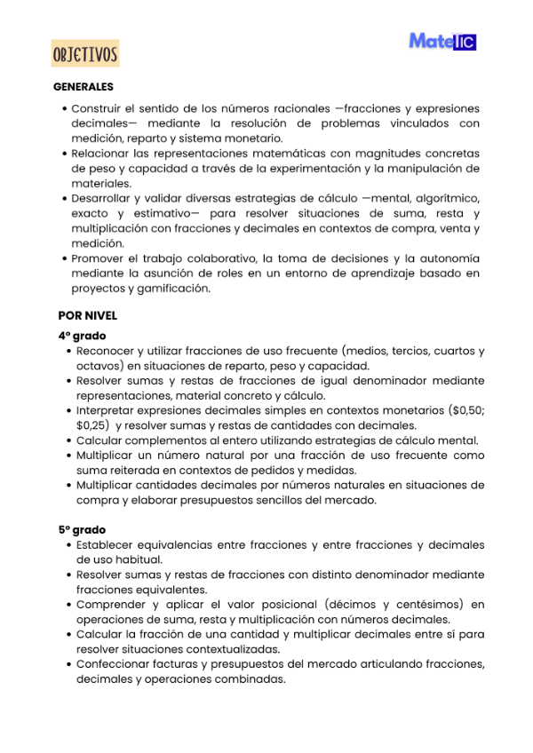 Producto - Operaciones con Fracciones y Decimales 6to - Matetic - 2