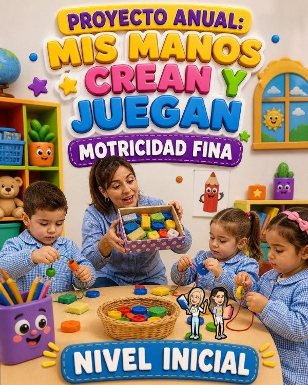 Producto - PROYECTO ANUAL. MIS MANOS CREAN Y JUEGAN. MOTRICIDAD FINA. NIVEL INICIAL