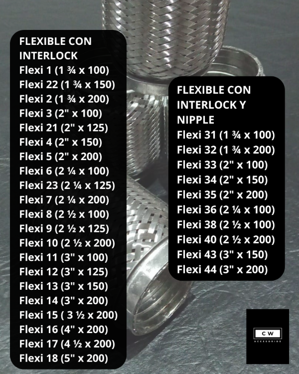 Producto - LISTA DE FLEXIBLES (NOMBRES CON MEDIDAS)