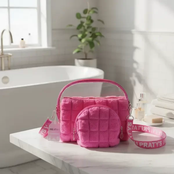 Producto - SET DE 3 NECESER PORTA COSMETICOS TRANSPARENTE Y PELUCHE 18X24 - 4