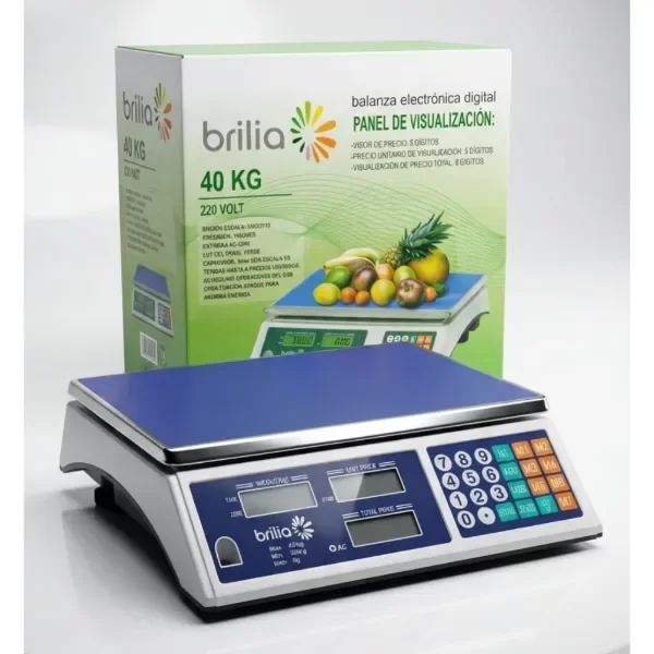 Producto - Balanza electrónica digital Brilia 40kg con bandeja de acero inoxidable - 0