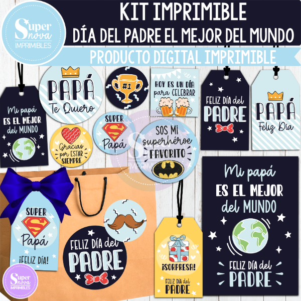Producto - KIT IMPRIMIBLE DÍA DEL PADRE EL MEJOR DEL MUNDO